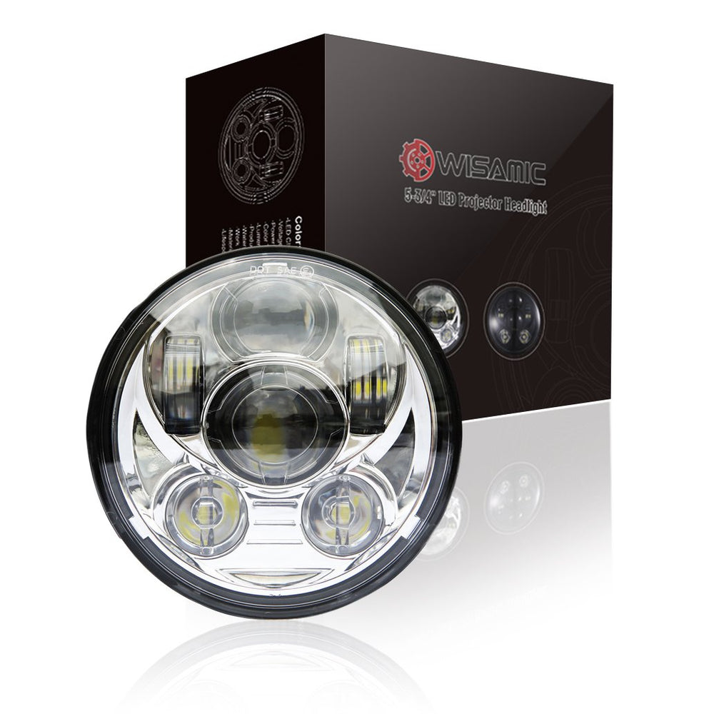 Wisamic 575 LED headlight certifications label confirms safety standards.