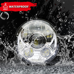Wisamic 575 LED headlight waterproof seal image highlights IP67 protection.
