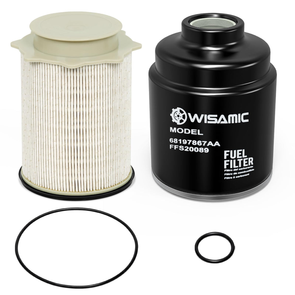 Wisamic 6.7L Cummins fuel filter set in Ram engine bay for clean fuel