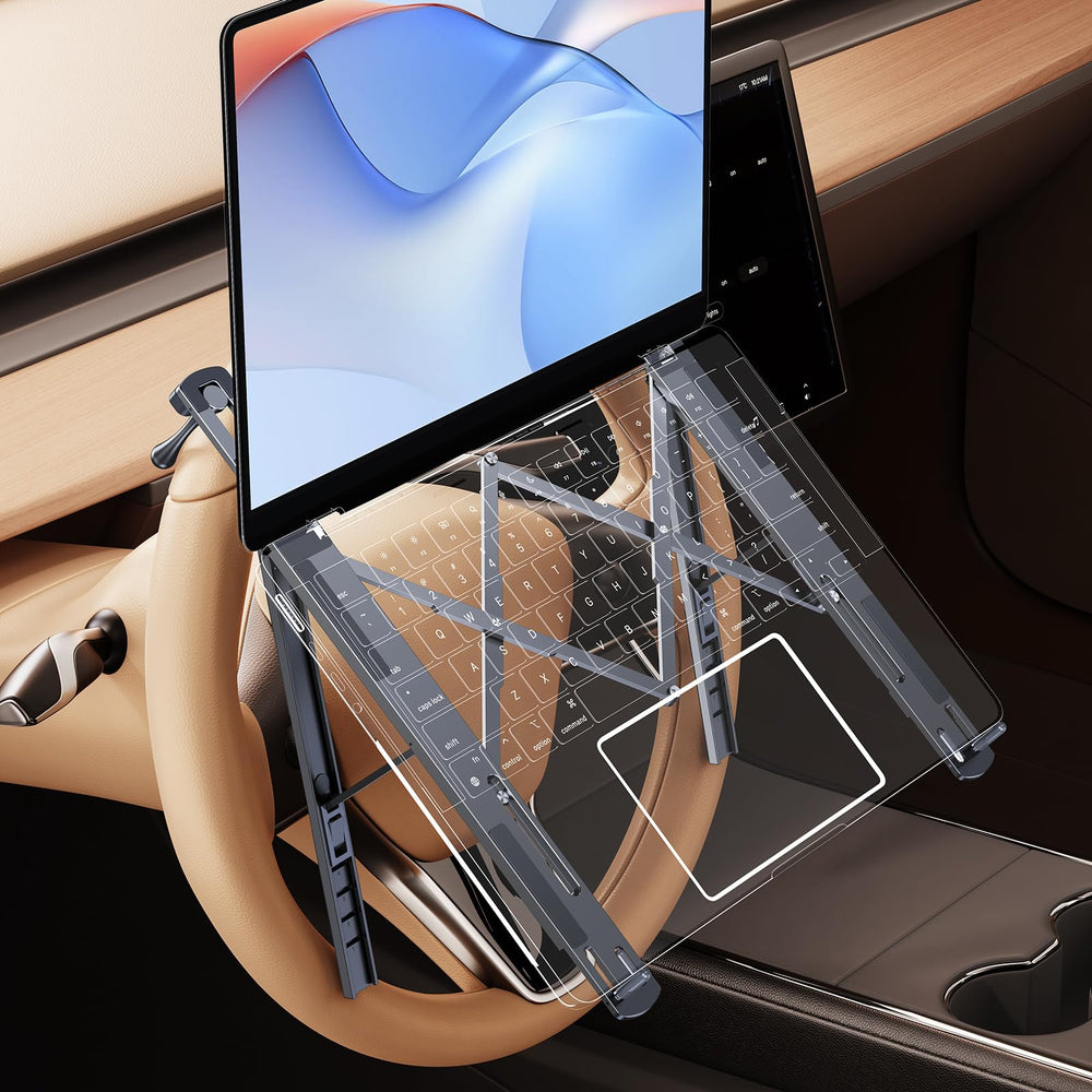 Wisfissh foldable car laptop holder with adjustable tilt for ergonomic viewing