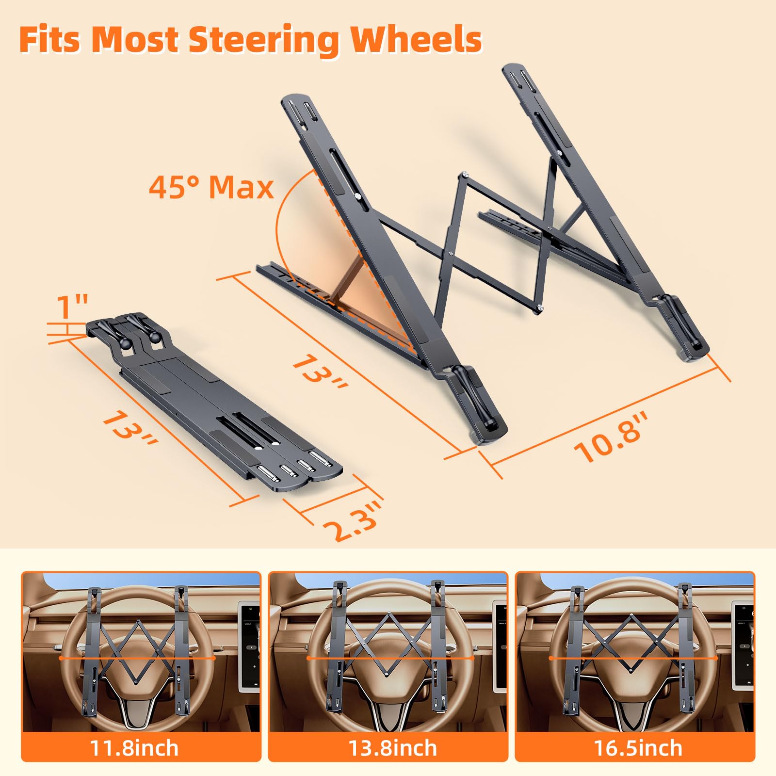 Wisfissh travel-ready car laptop stand ready to deploy