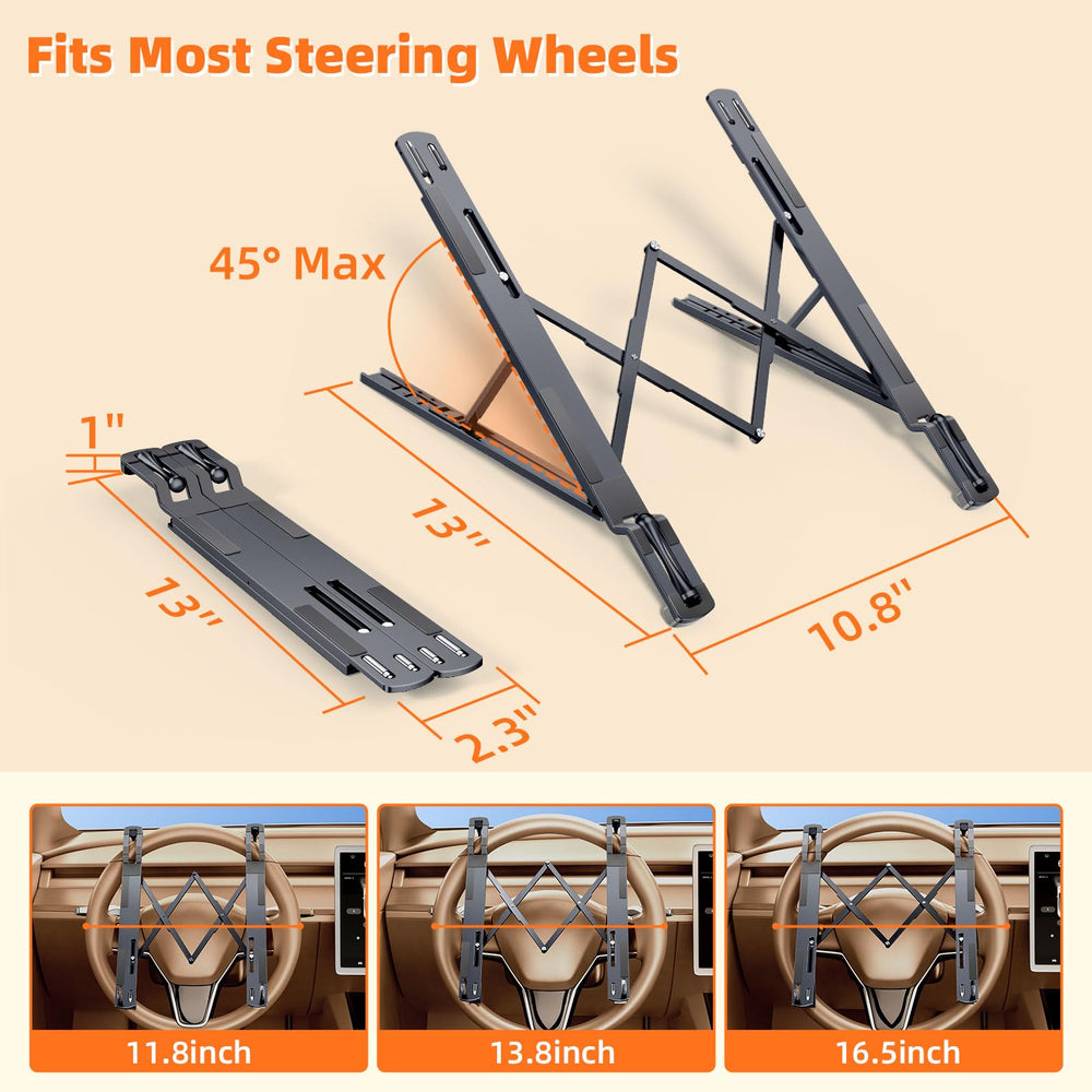 Wisfissh travel-ready car laptop stand ready to deploy