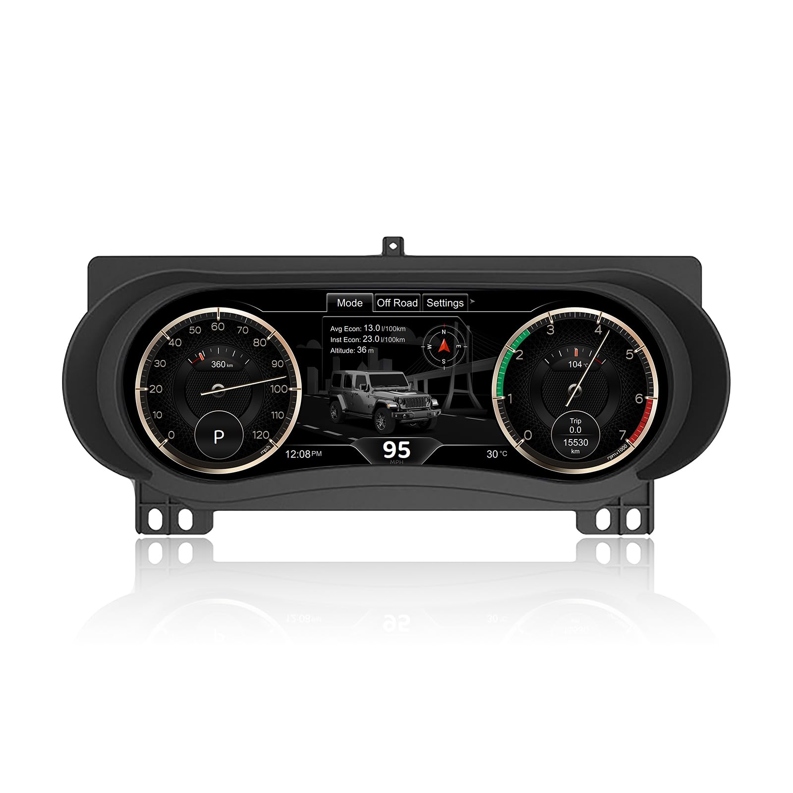 Wislinkvisontek Jeep Wrangler 12.3-inch HD screen enhances dashboard visibility.