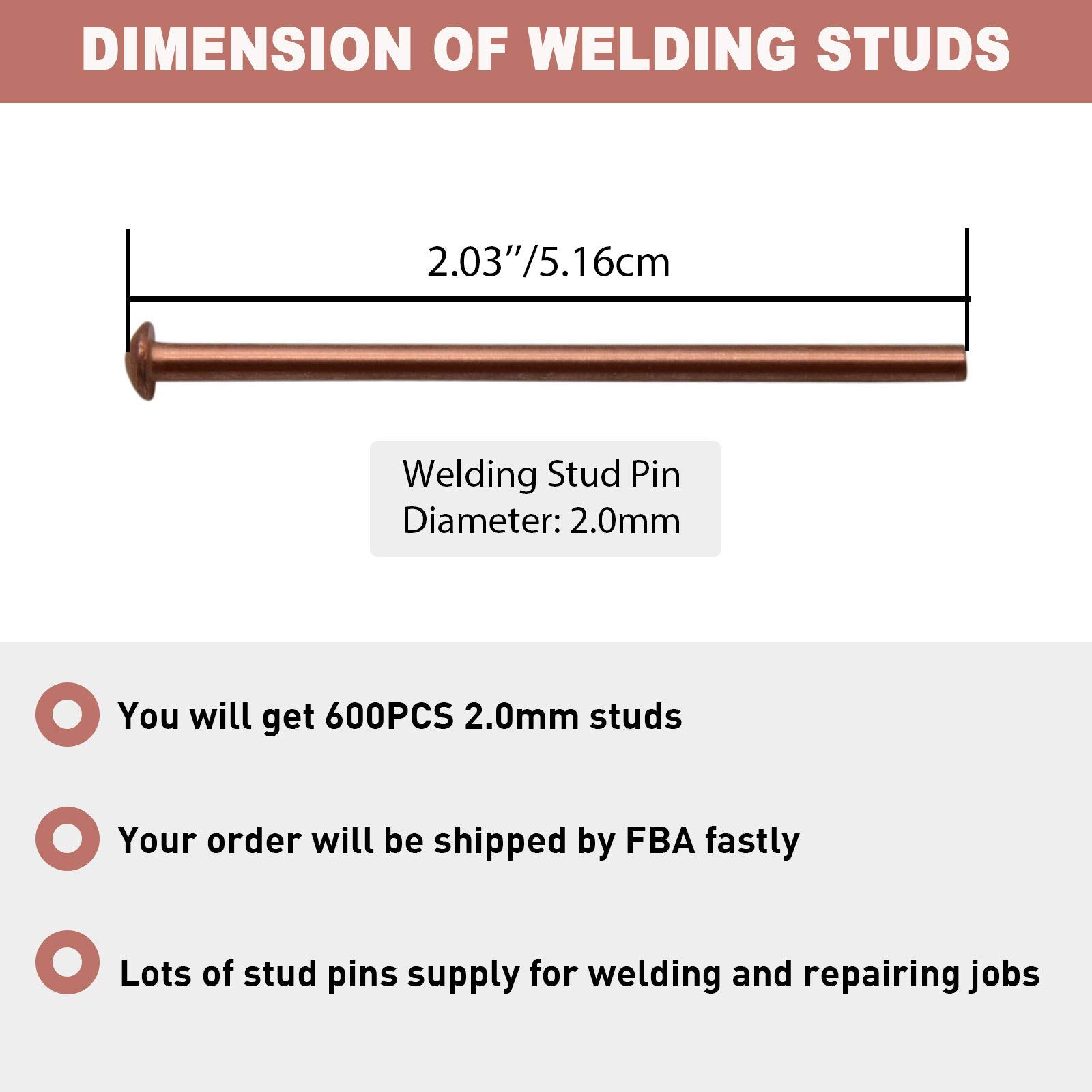 WISPAUSU copper-coated iron studs provide strong grip on thin metal