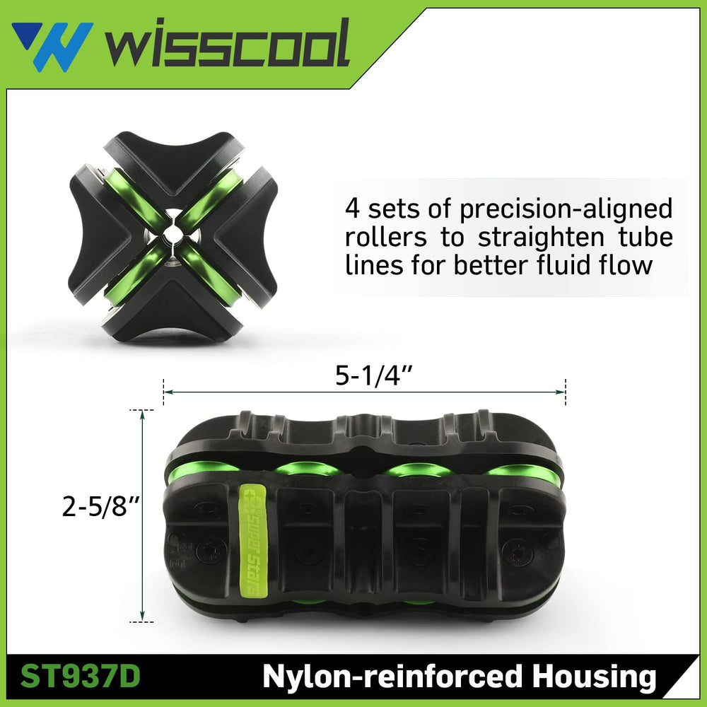 Wisscool 3/8-inch straightener with anti-slip grip in a workshop.