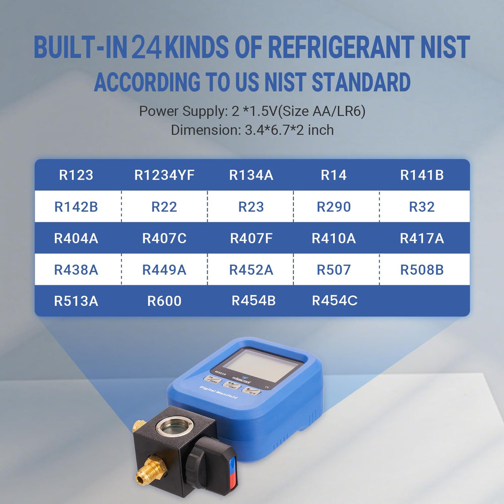 WISSCOOL compact gauge with auto-off to conserve battery life.
