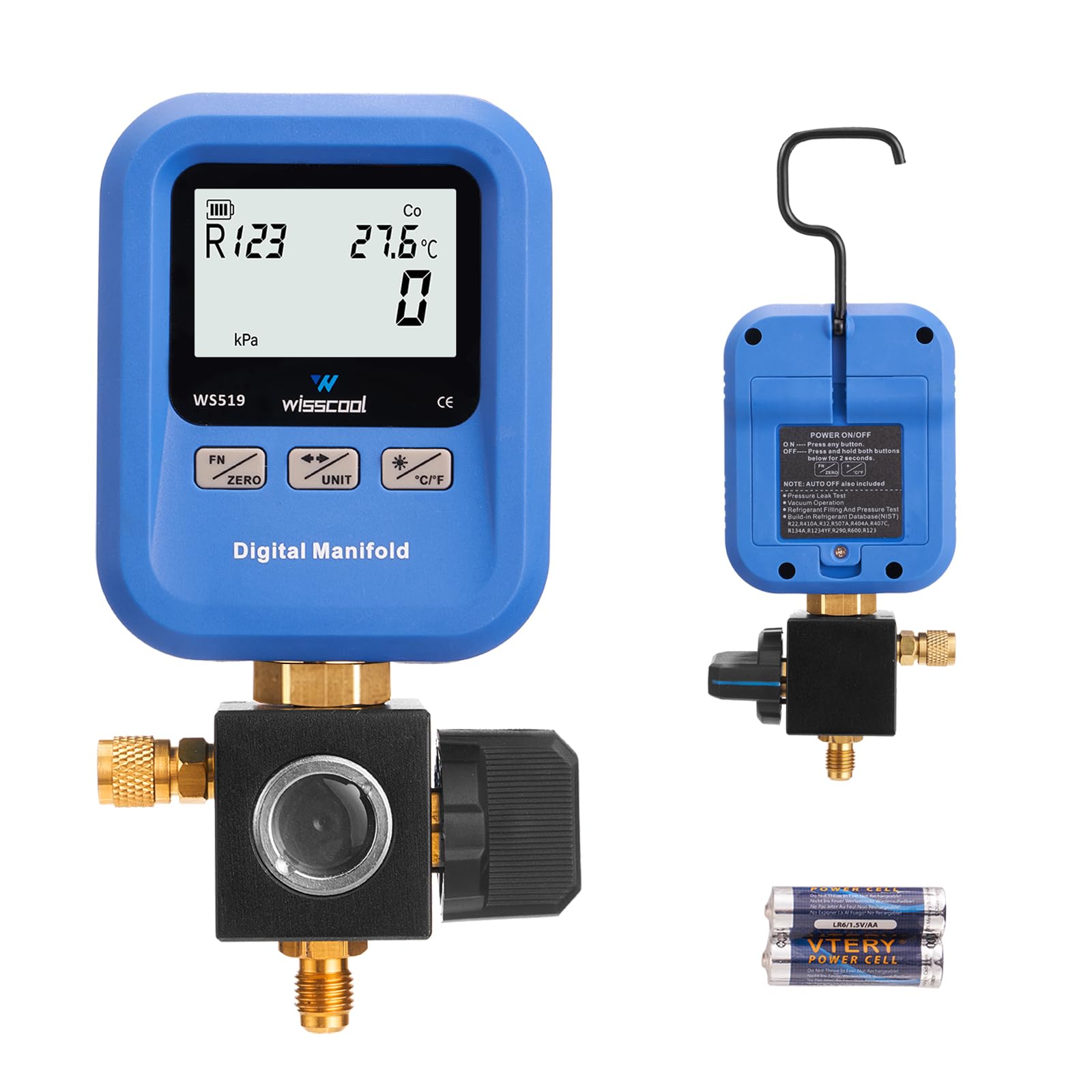 WISSCOOL digital gauge with a backlit LCD display for clear readings.