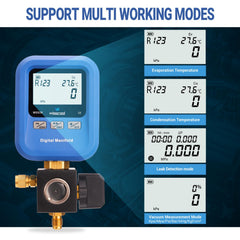 WISSCOOL digital gauge in vacuum-test mode enabling quick air removal.