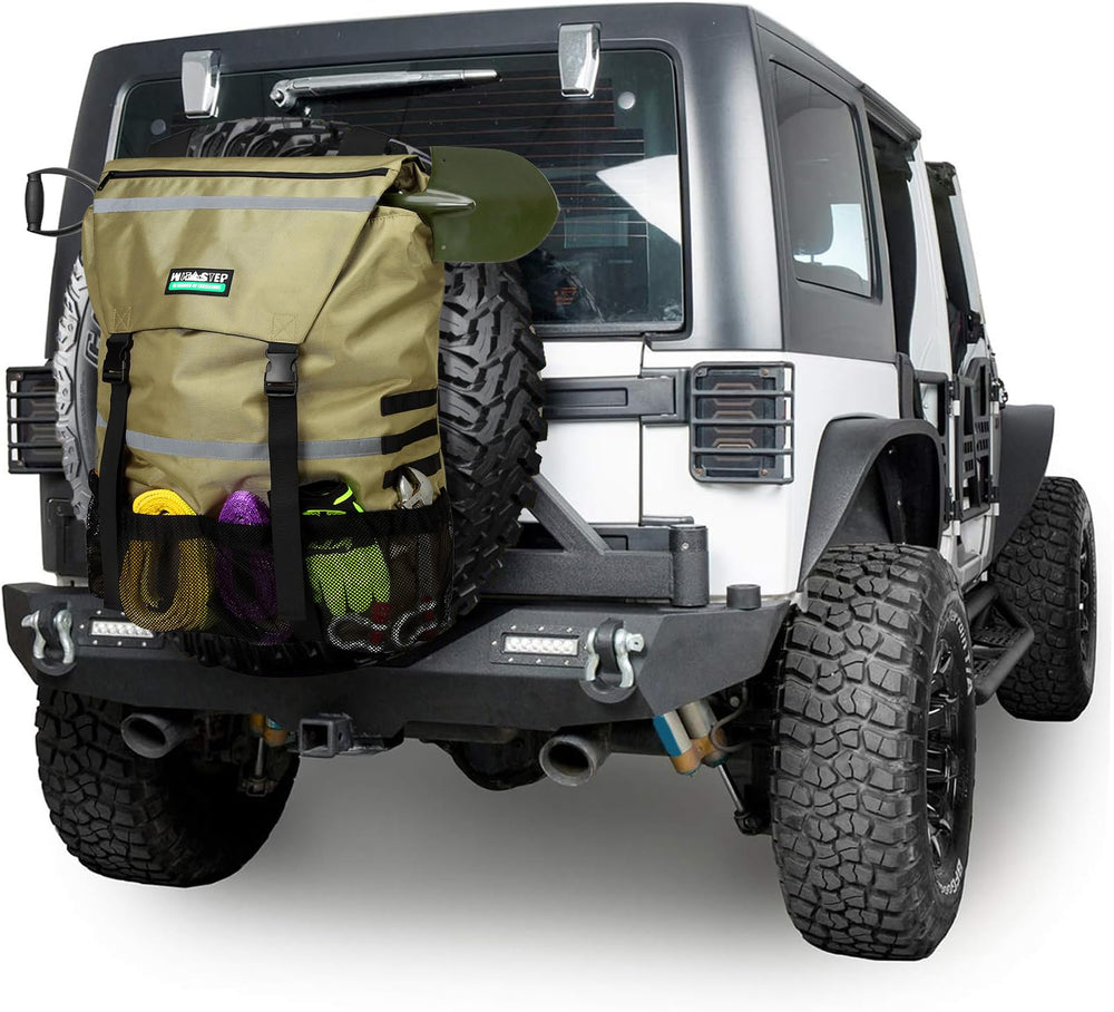 WITSTEP spare tire trash bag installed on a vehicle for organized journeys