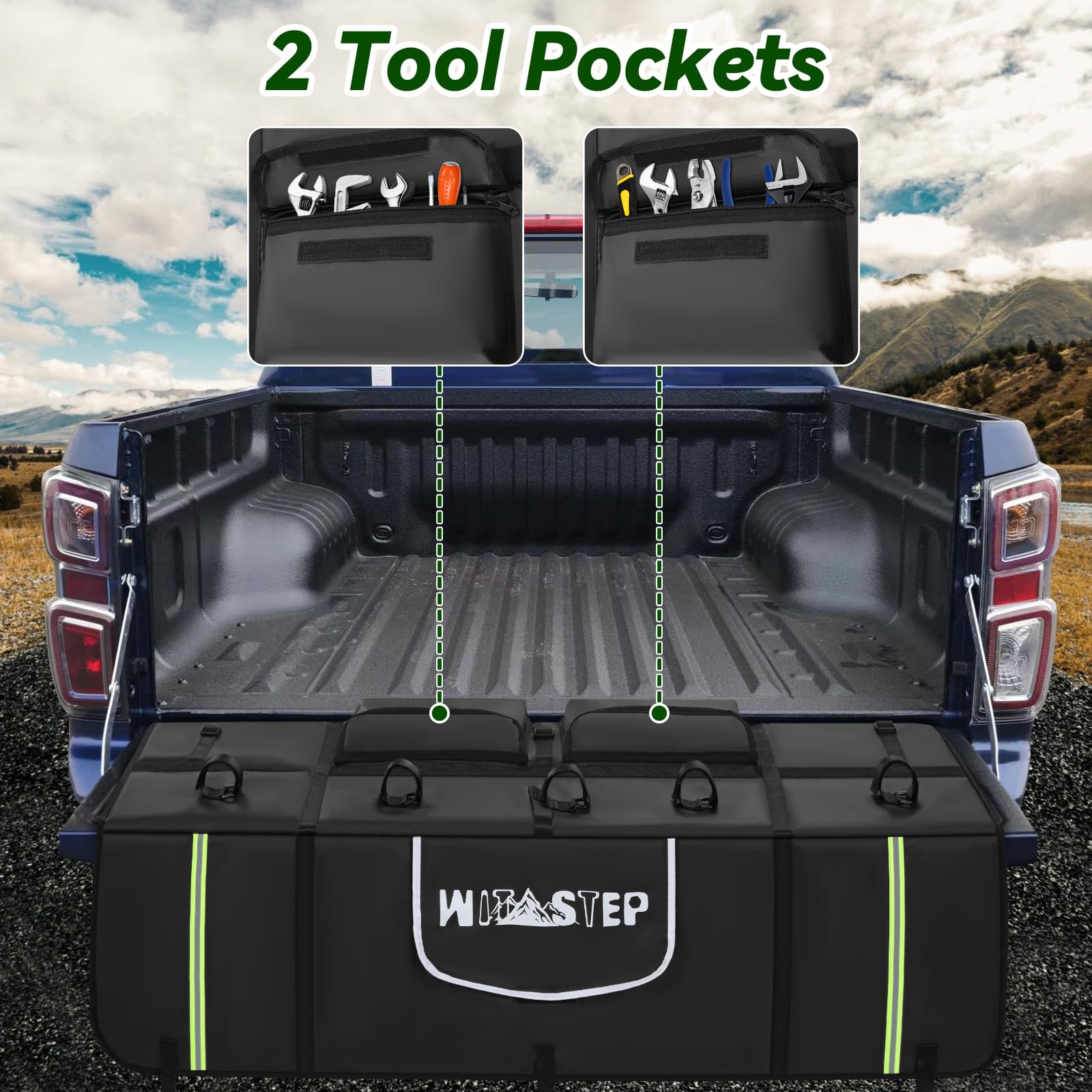 WITSTEP tailgate pad rear window access for easy camera and handle view.