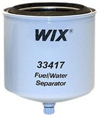 WIX 33417 heavy-duty spin-on fuel water separator is shown in use, protecting fuel quality.
