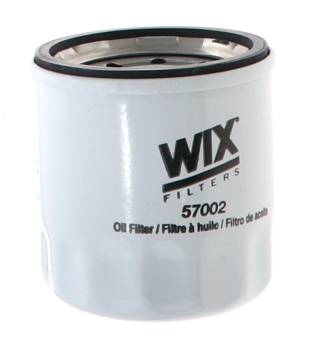 WIX 57002 oil filter front view showing robust filtration for Mazda and Toyota engines