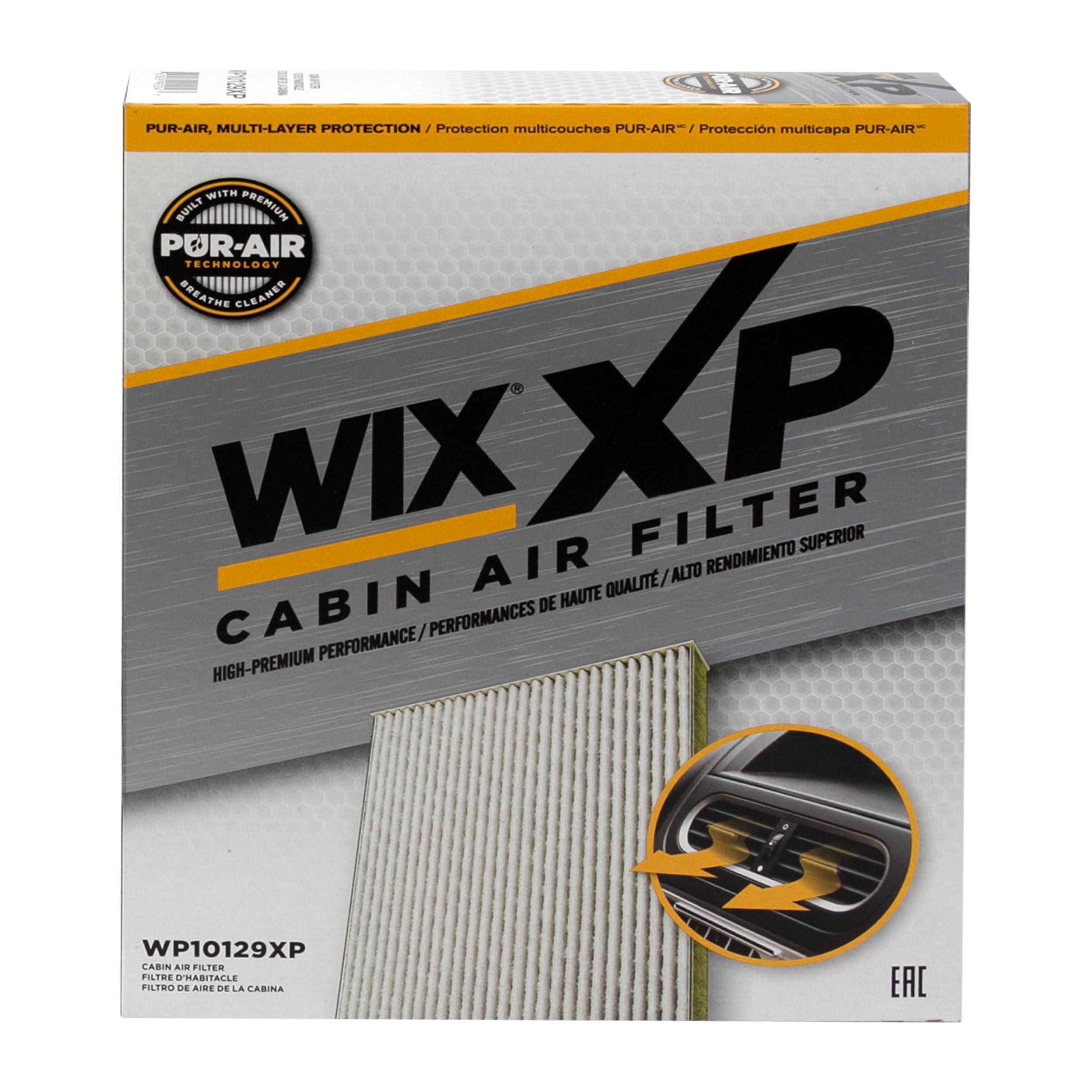 WIX XP Cabin Air Panel packaging image; protection during transit.