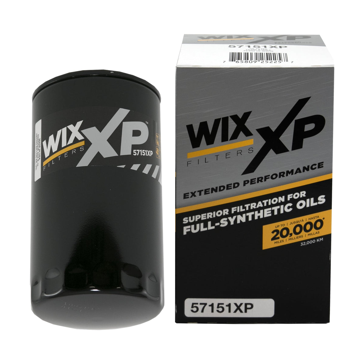WIX XP oil filter close-up showing synthetic media for high-efficiency filtration.