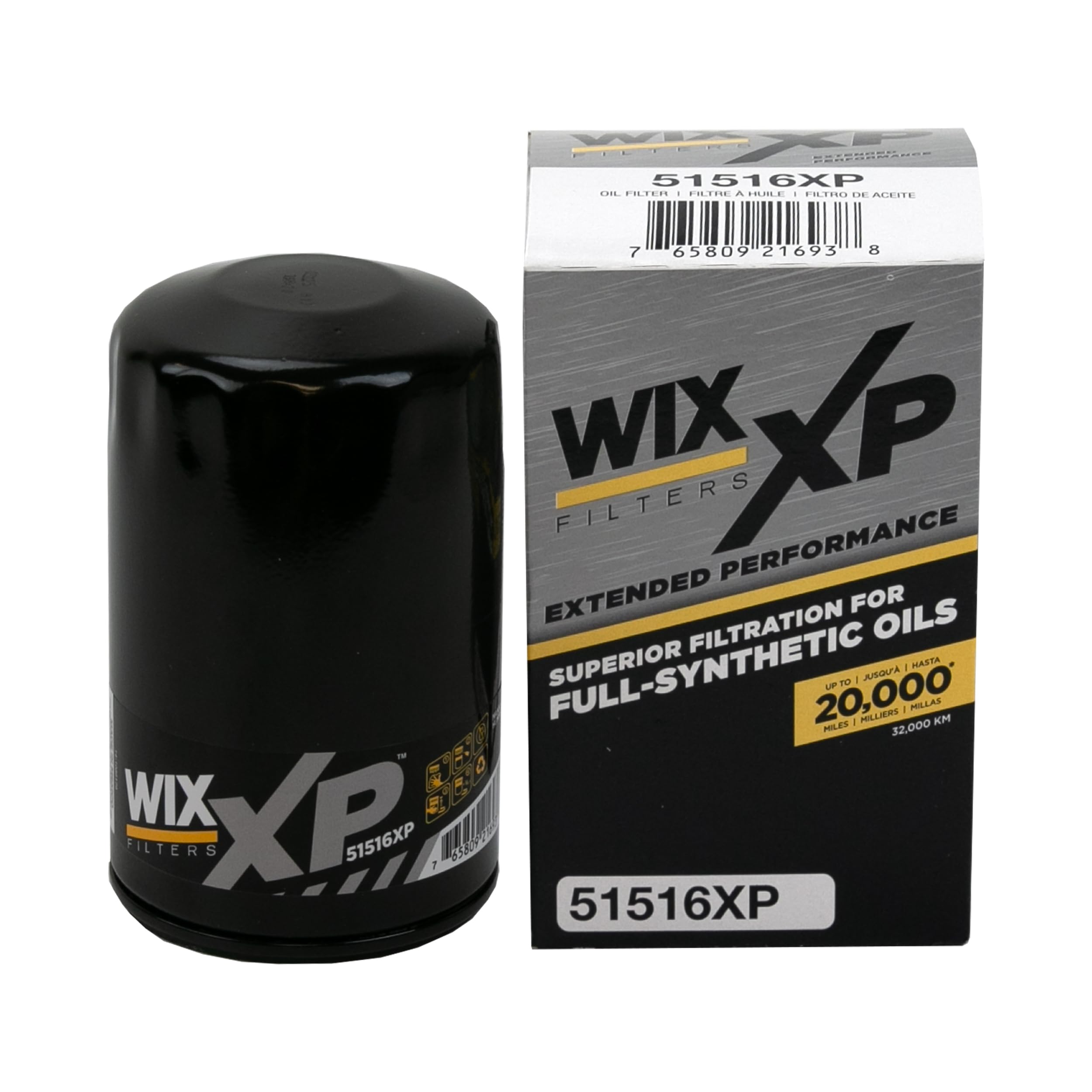 WIX XP oil filter exterior view highlights synthetic oil compatibility for high performance engines.