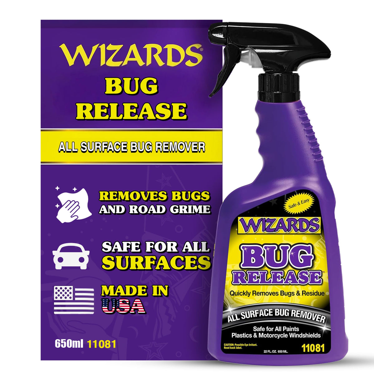 Wizards Bug Release bottle ready for safe bug residue removal on vehicles
