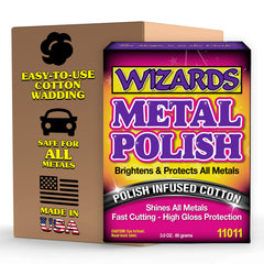 Wizards metal polish silver bottle for a bright, showroom-like shine on silver and metals.
