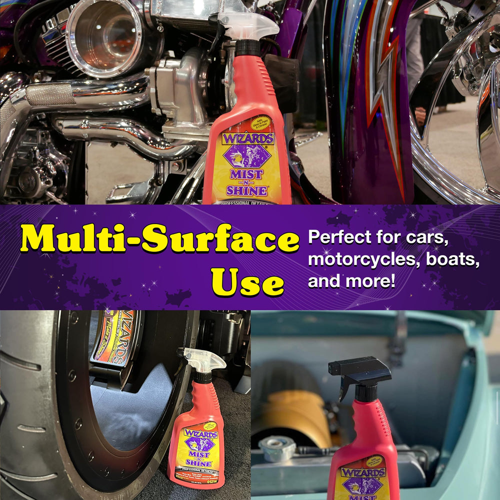 Mist-N-Shine on painted surfaces refreshes the finish without water.