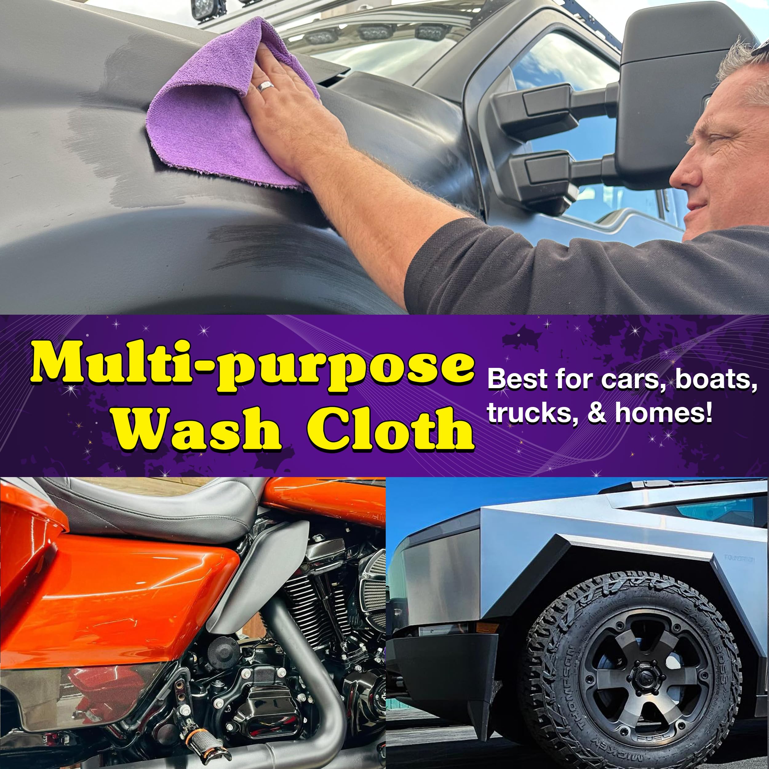 Wizards Water Bandit used on boats and motorcycles with lint-free finish.
