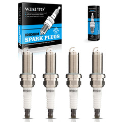 WJAUTO iridium spark plugs 4-pack front view showing OEM replacement for reliable ignition