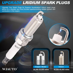 WJAUTO iridium spark plugs 4-pack packaging label highlighting long-life design