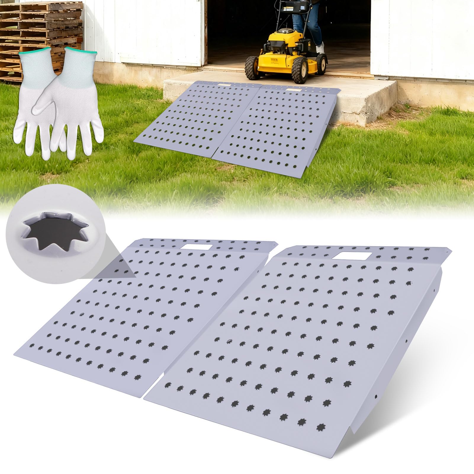W&JWN shed ramp anti-slip holes boost traction on wet floors for safer loading.