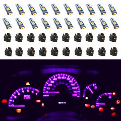 WLJH 74 LED dash light front view shows purple glow for dashboard reading