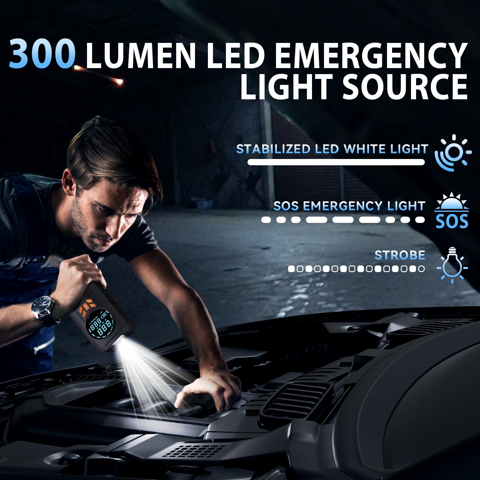 WNDFLV jump starter in use to start a car in cold weather.