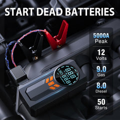 WNDFLV jump starter top view highlighting portable design for on‑the‑go charging.