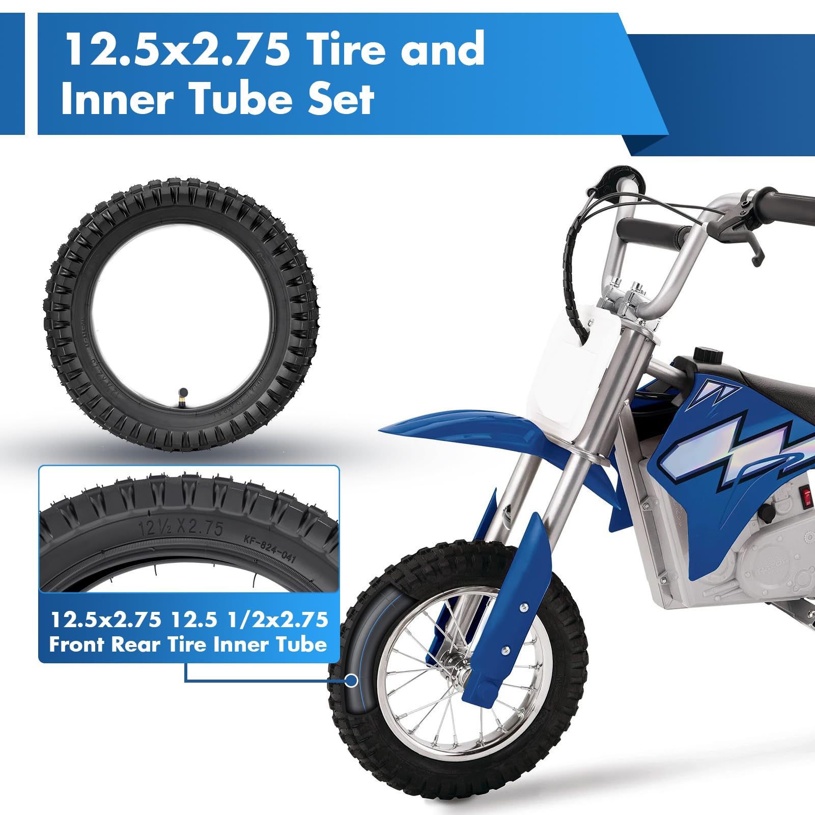 WNOOENG 12.5x2.75 inner tube made with durable butyl for long air retention.