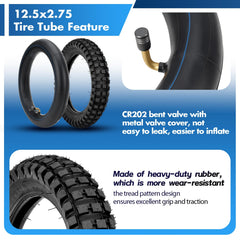 WNOOENG 12.5x2.75 tire sidewall close-up highlighting strength and durability.