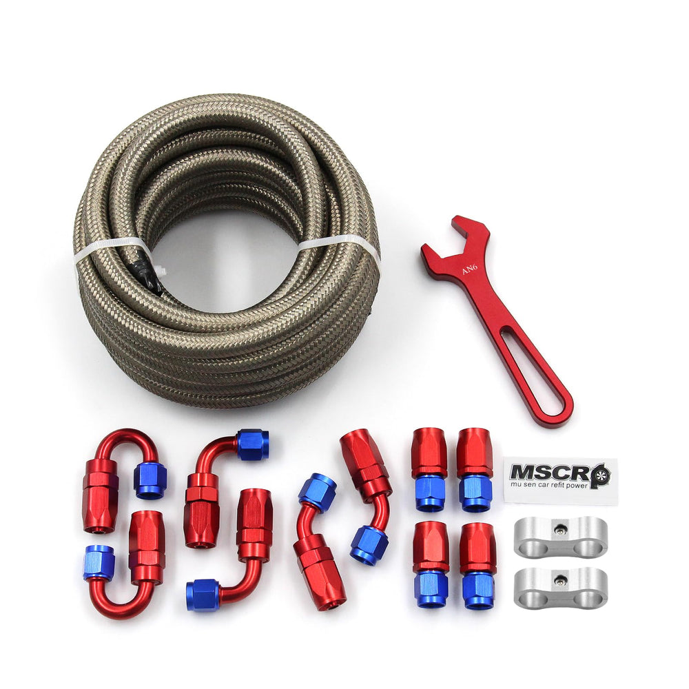 WnSEu AN6 20ft braided hose close-up shows durable stainless steel braid for high-pressure use