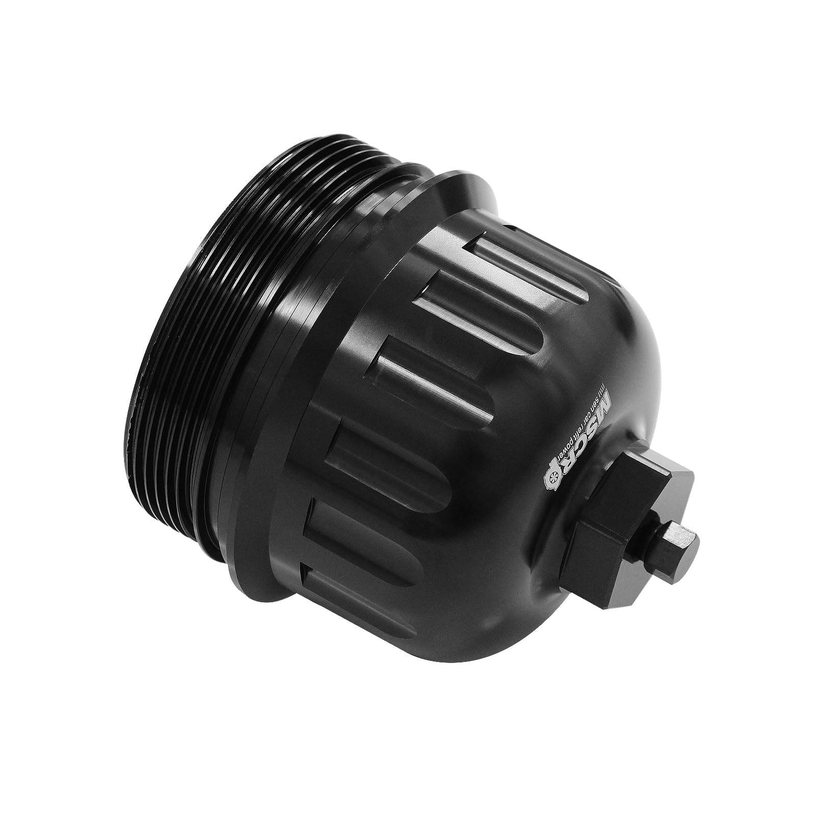 WnSEu billet cap side view showing precise fit for Duramax L5P.