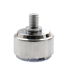 WnSEu chrome half-inch thread-on shift knob adapter, front view, enhances installation aesthetics.