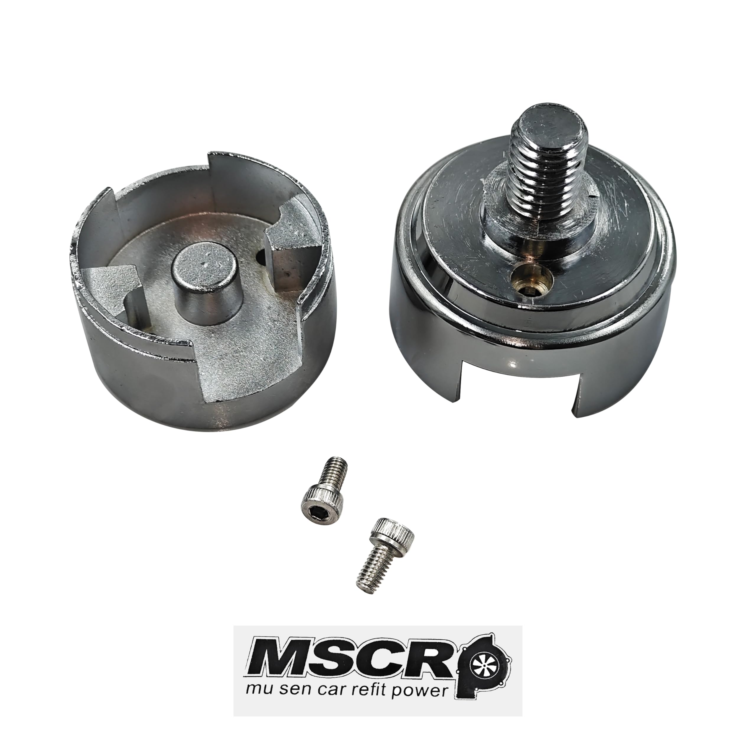 WnSEu chrome half-inch thread-on shift knob adapter, side view, compatible with Eaton Fuller shifters for easy customization.
