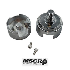 WnSEu chrome half-inch thread-on shift knob adapter, side view, compatible with Eaton Fuller shifters for easy customization.