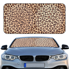 Woanger leopard windshield sunshade unfolded shields interior from heat and UV rays