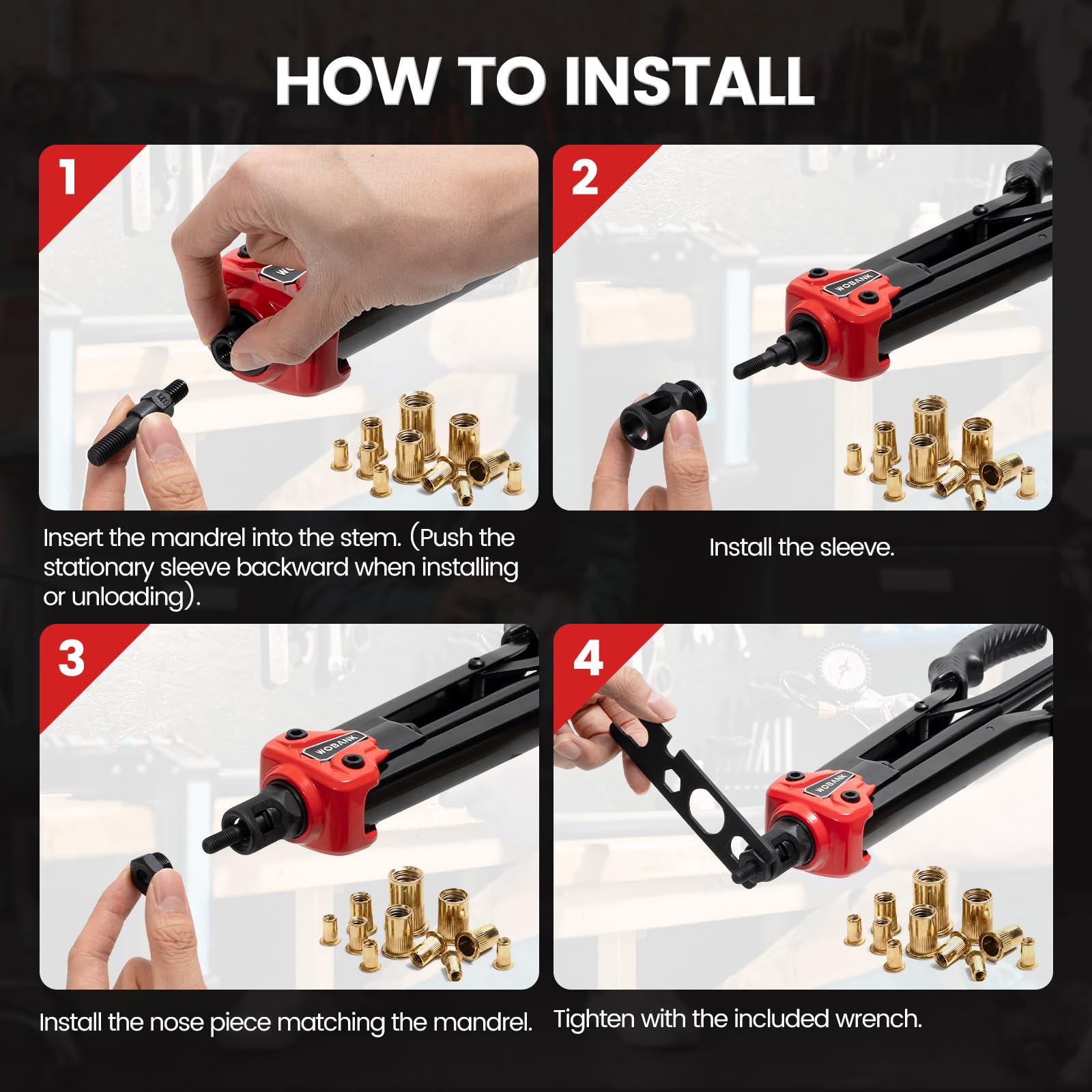 WOBANK Rivet Nut Tool wrench included for precise adjustments