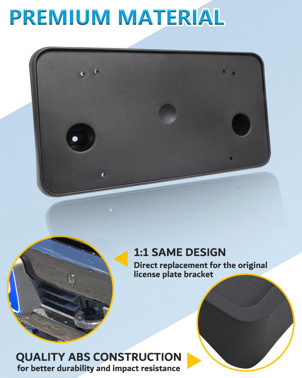 Wocch ABS high-temp license bracket resists heat and fading on Silverado 1500.