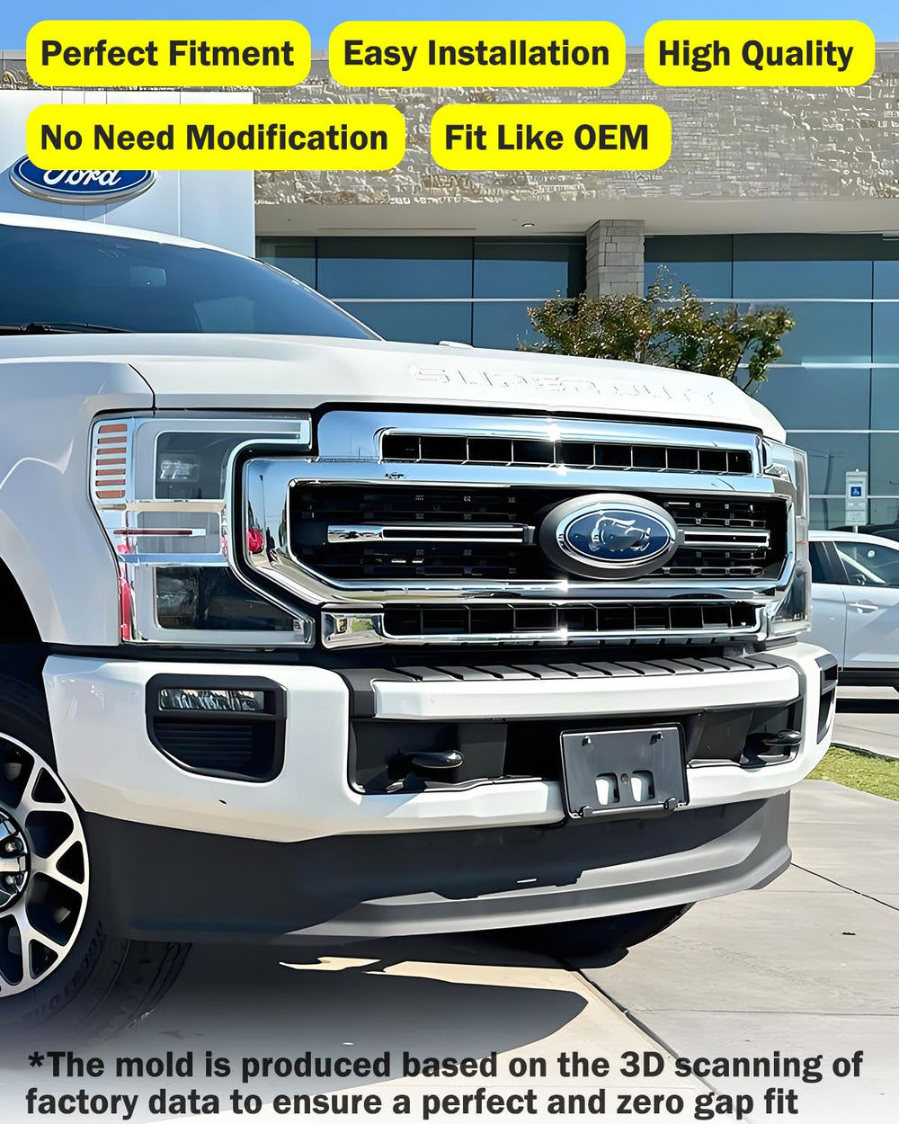 Wocch front license-frame for Ford F-450, OEM-fit and clean finish