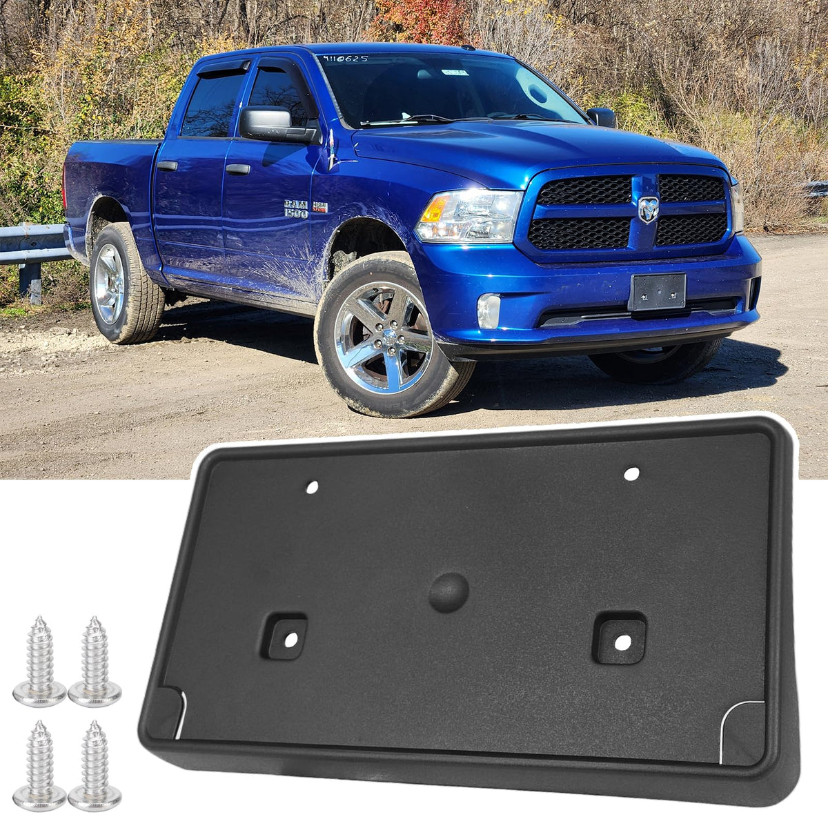 Wocch front license frame for Ram 1500 DS with plastic bumper for secure fit