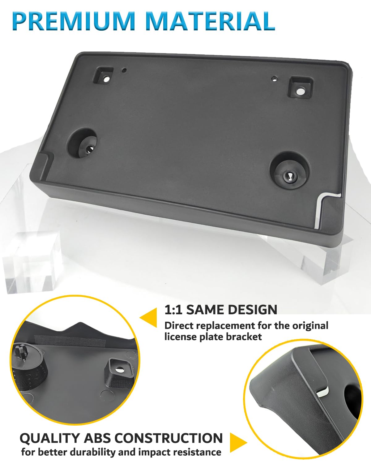 Wocch front license plate bracket made of durable ABS with heat resistance.
