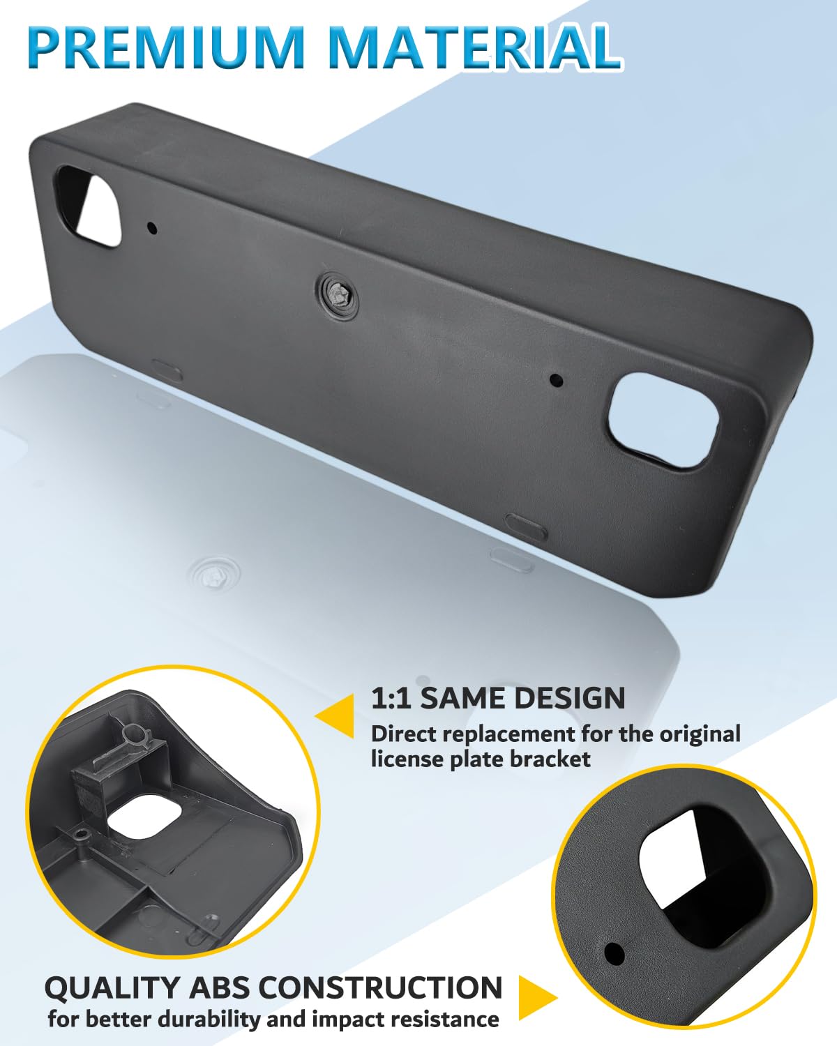 Black-finish Wocch license plate bracket with sturdy construction