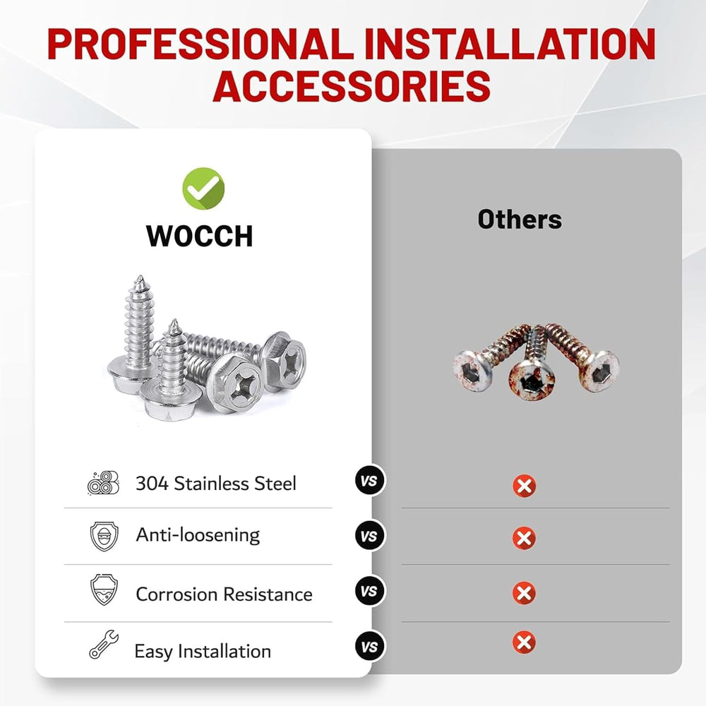 Wocch front license plate bracket easy install with included screws.