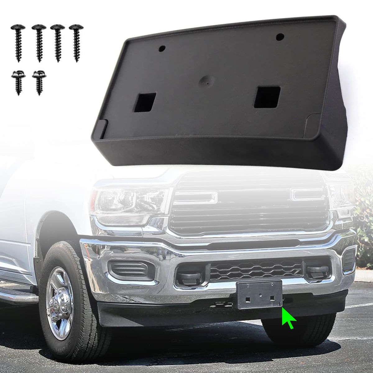 Wocch front license plate bracket mounted on Ram for a secure fit