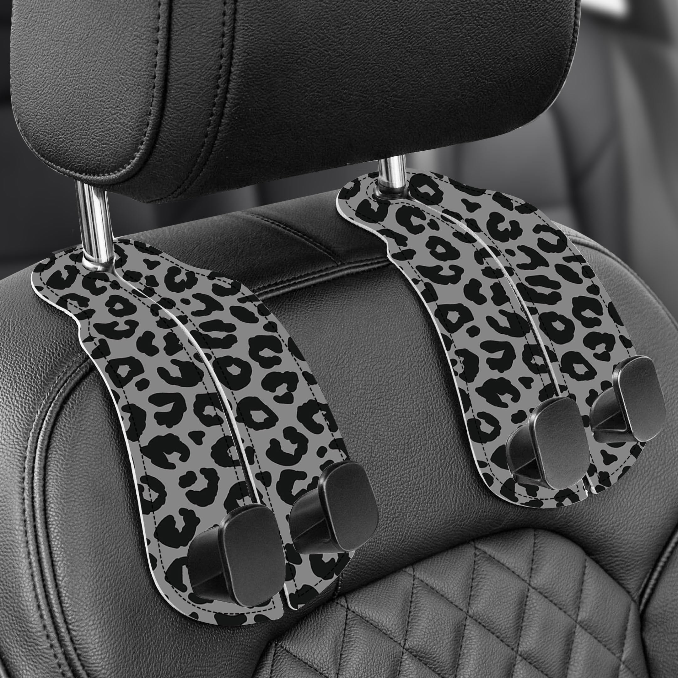 WOCOCN leopard headrest purse hook keeps handbags off the seat for neater trips
