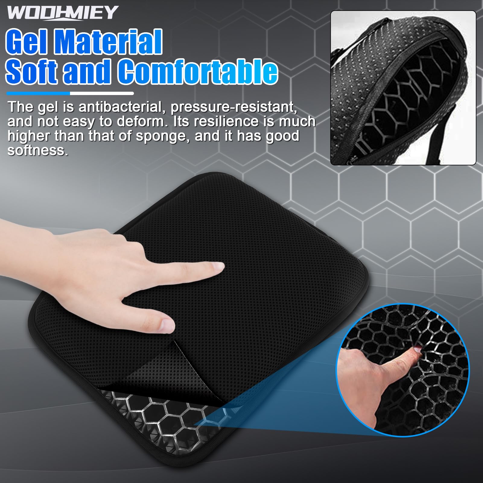 WODHMIEY cushion shows breathable mesh cover enhancing ventilation and durability