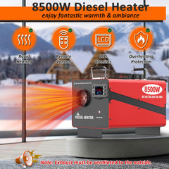 Wodli 8500W control panel highlights precise temperature control for cozy spaces.