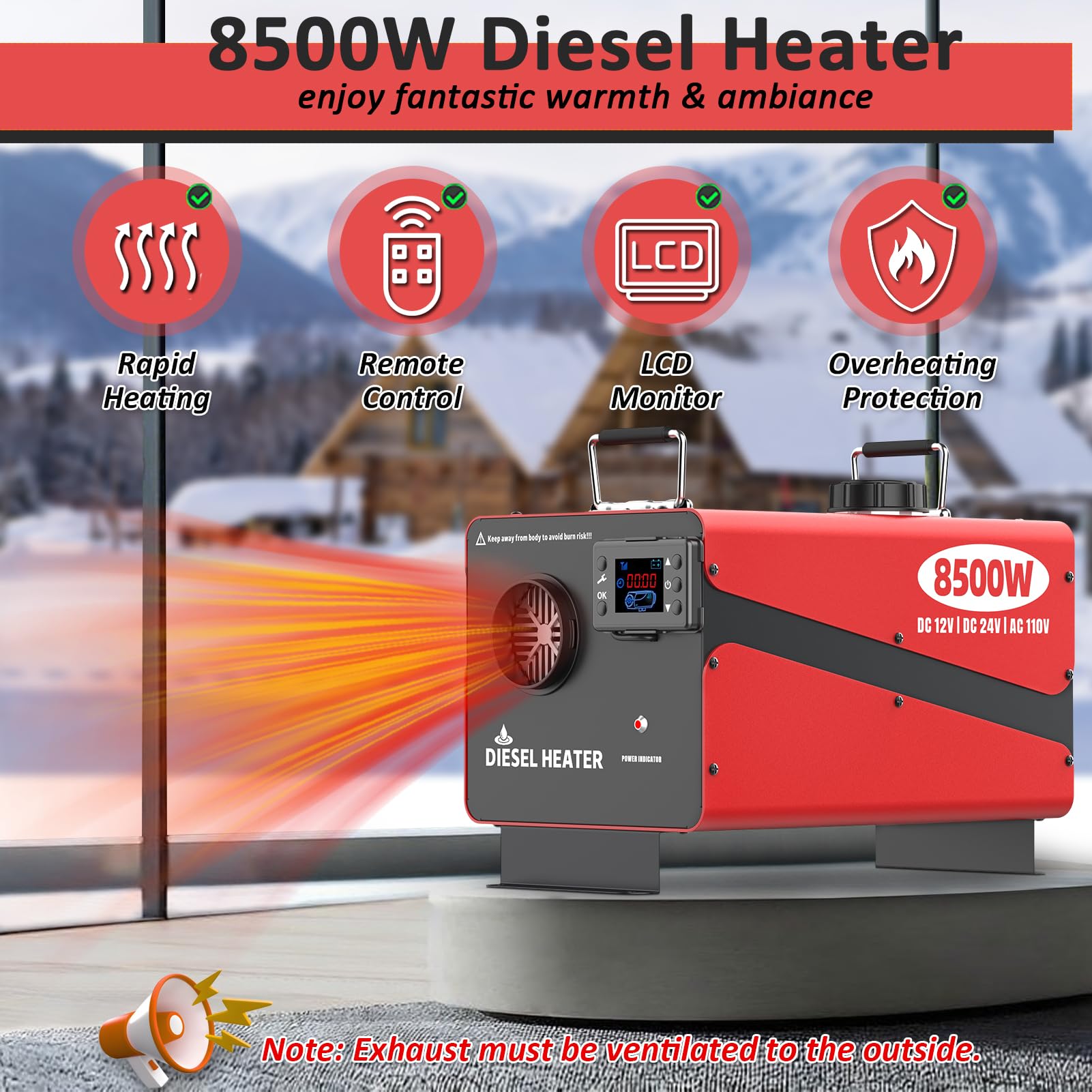 Wodli 8500W diesel heater installed in a van demonstrating compact climate solution
