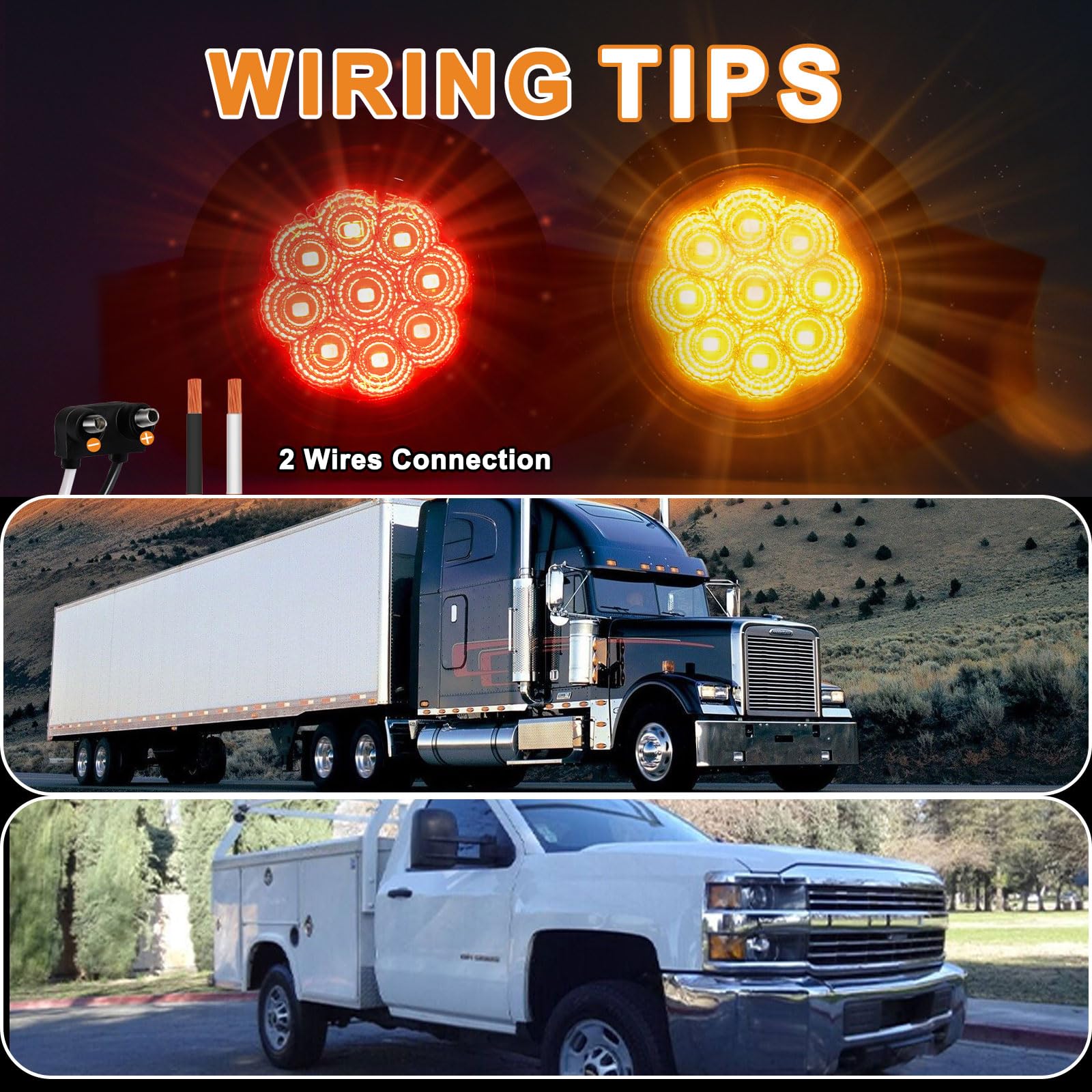 Wodvyss red 9-led round marker light close-up with high-contrast signaling